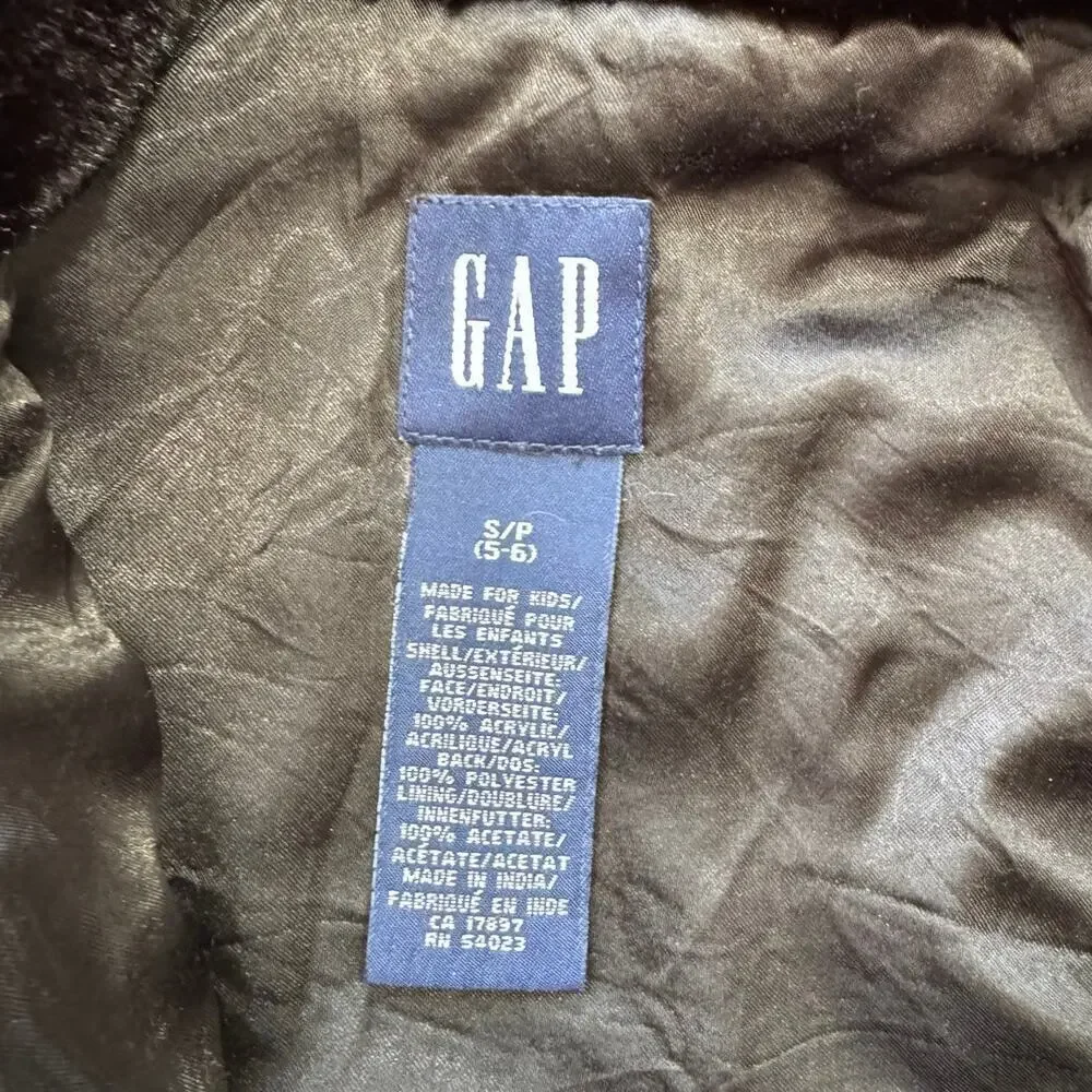 The Gap, Girls size 5/6, Fuzzy, Faux Fur, Black Winter Coat/Sweater